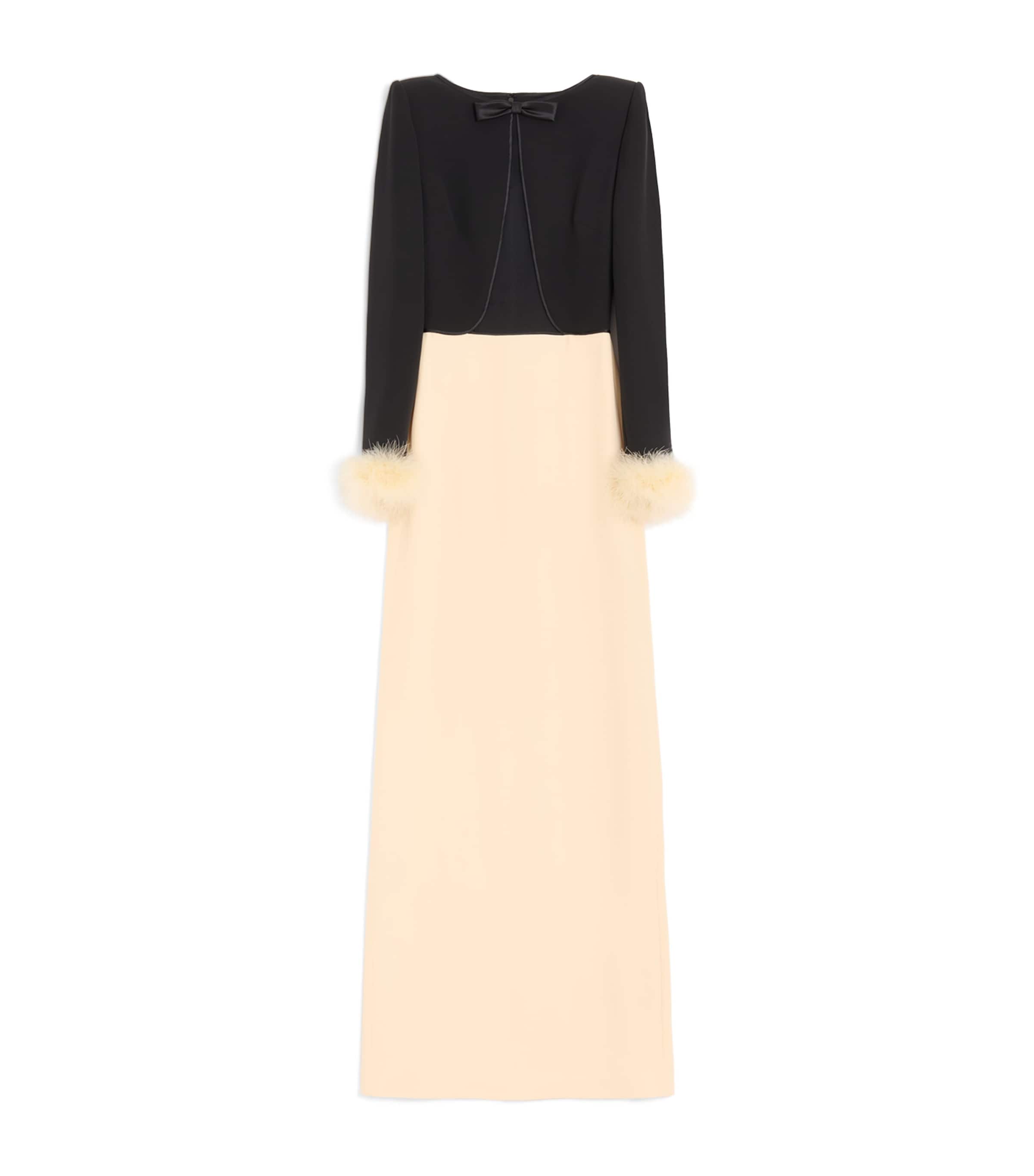 Silk Feather-Trim Gown