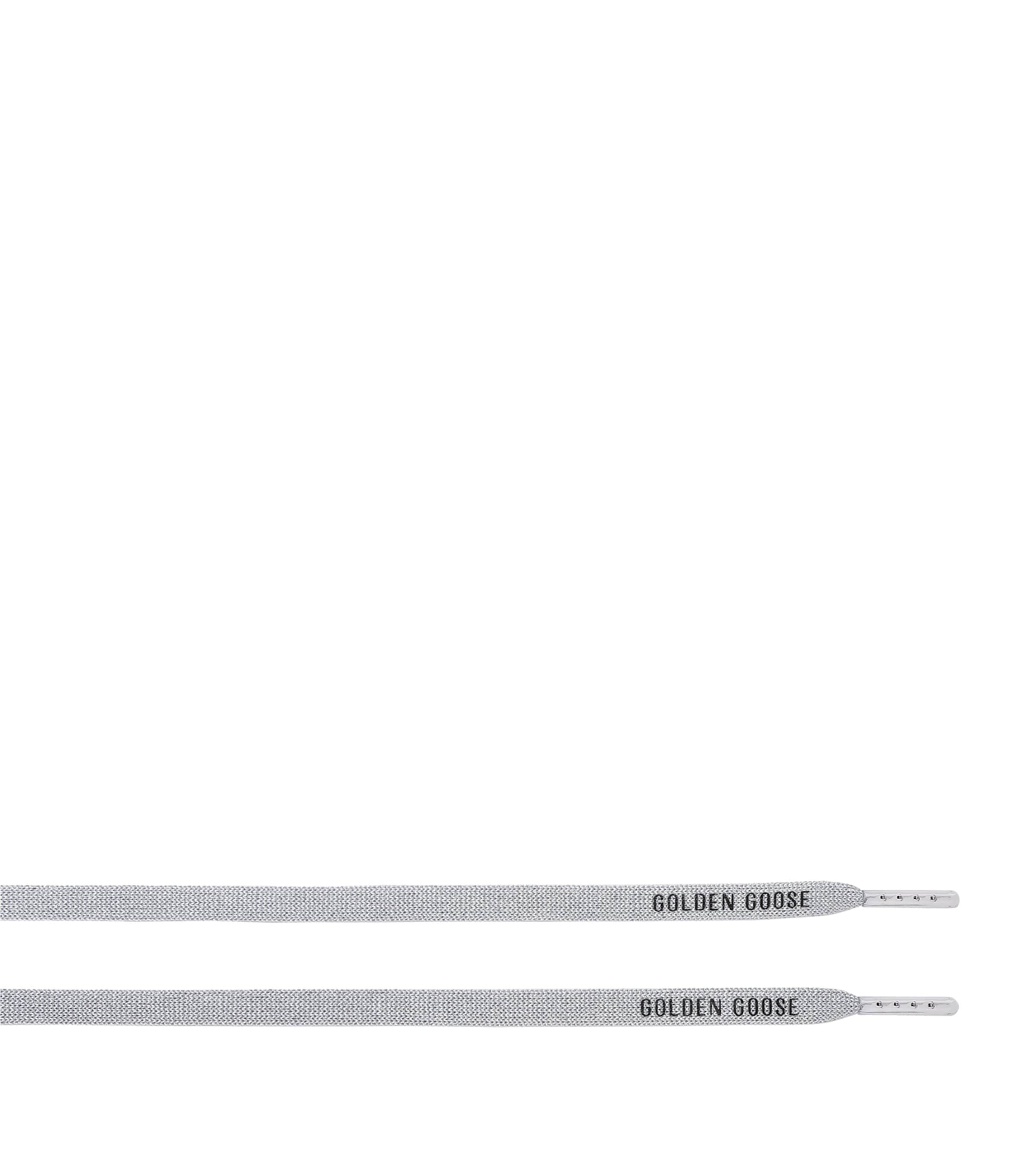 Golden Goose Metallic Logo Print Laces Silver