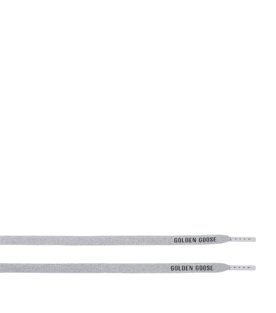 Golden Goose Metallic Logo Print Laces Silver