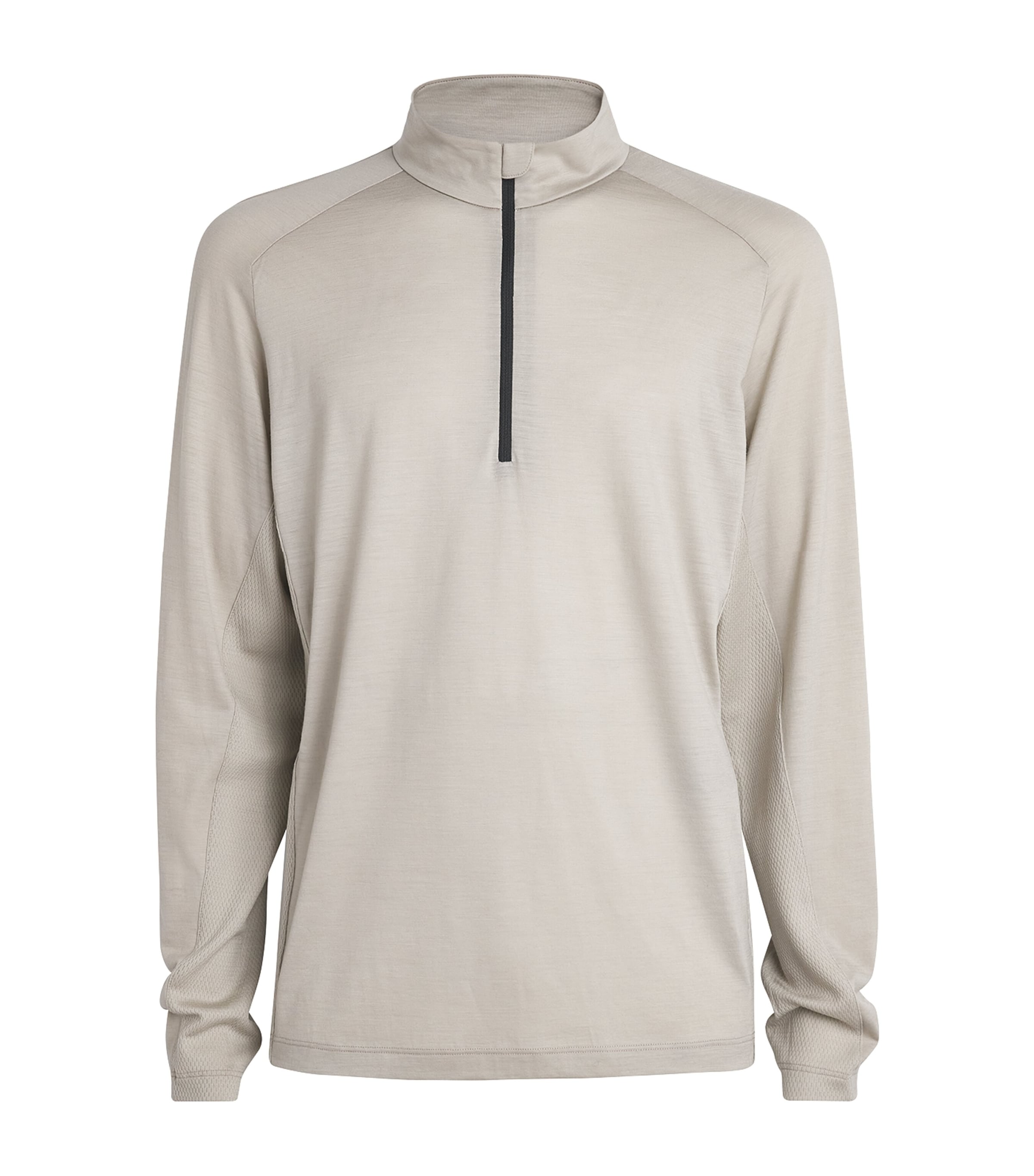 Sease Mens Virgin Wool Quarter-Zip Sweatshirt Driftwood