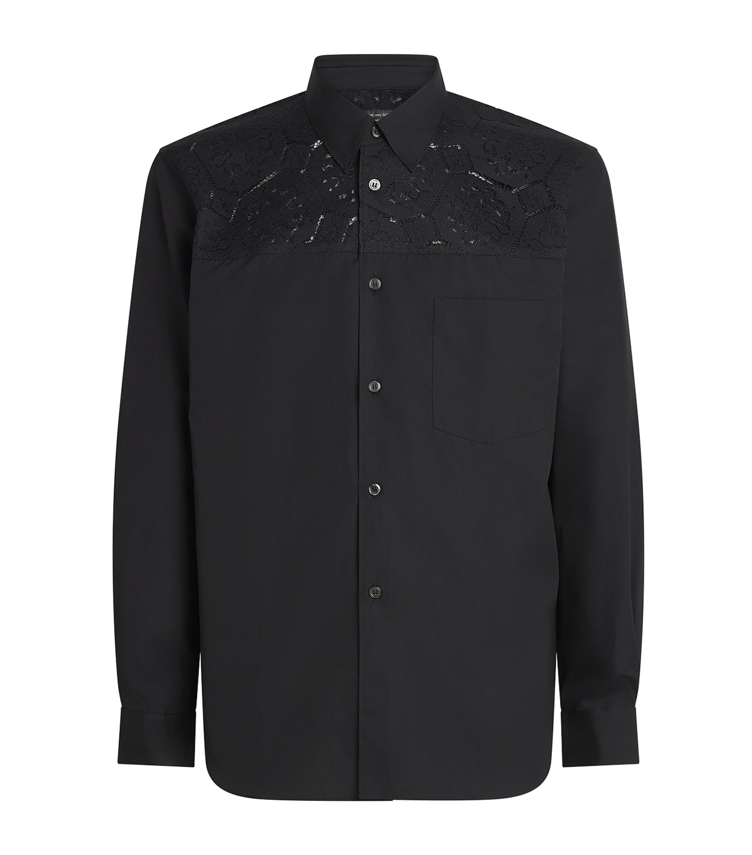 Comme Des Garçons Mens Cotton Lace-Detail Shirt Black X Black