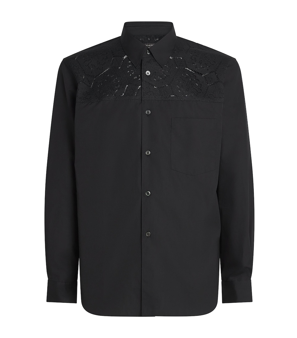 Comme Des Garçons Mens Cotton Lace-Detail Shirt Black X Black