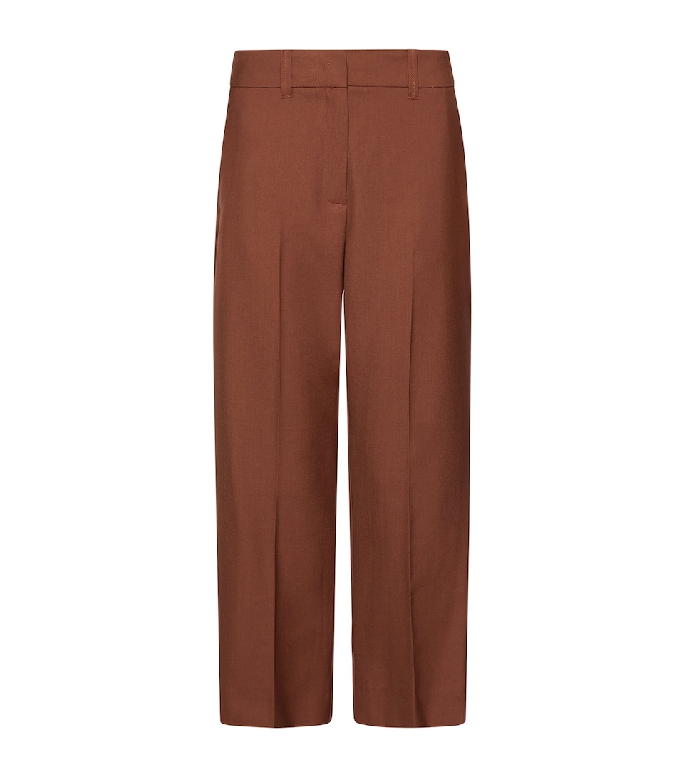 Marella Womens Virgin Wool Straight Trousers Caramel