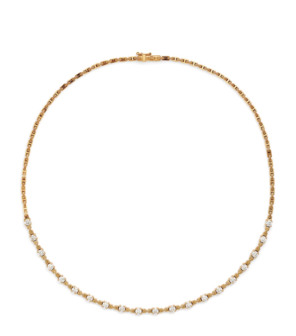 Yellow Gold and Diamond Pirouette Tennis Necklace