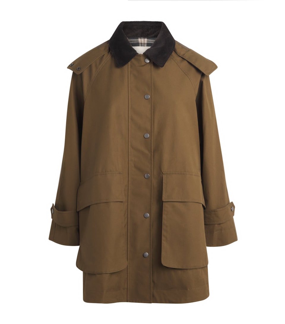 ME+EM Womens Waxed Cotton Weekend Trench Coat Bronzed Olive