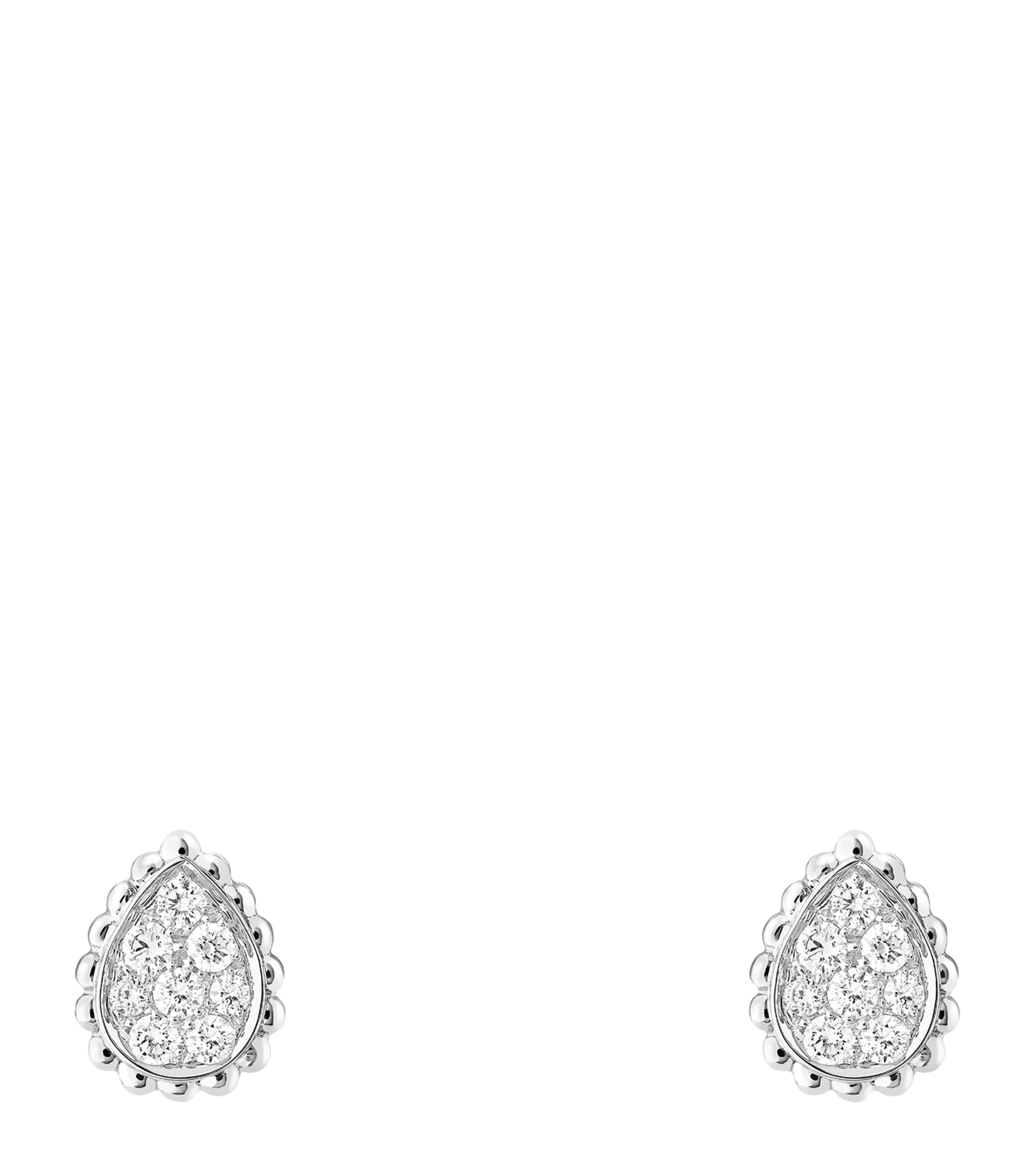 Extra Small White Gold and Diamond Serpent Bohème Motif Earrings