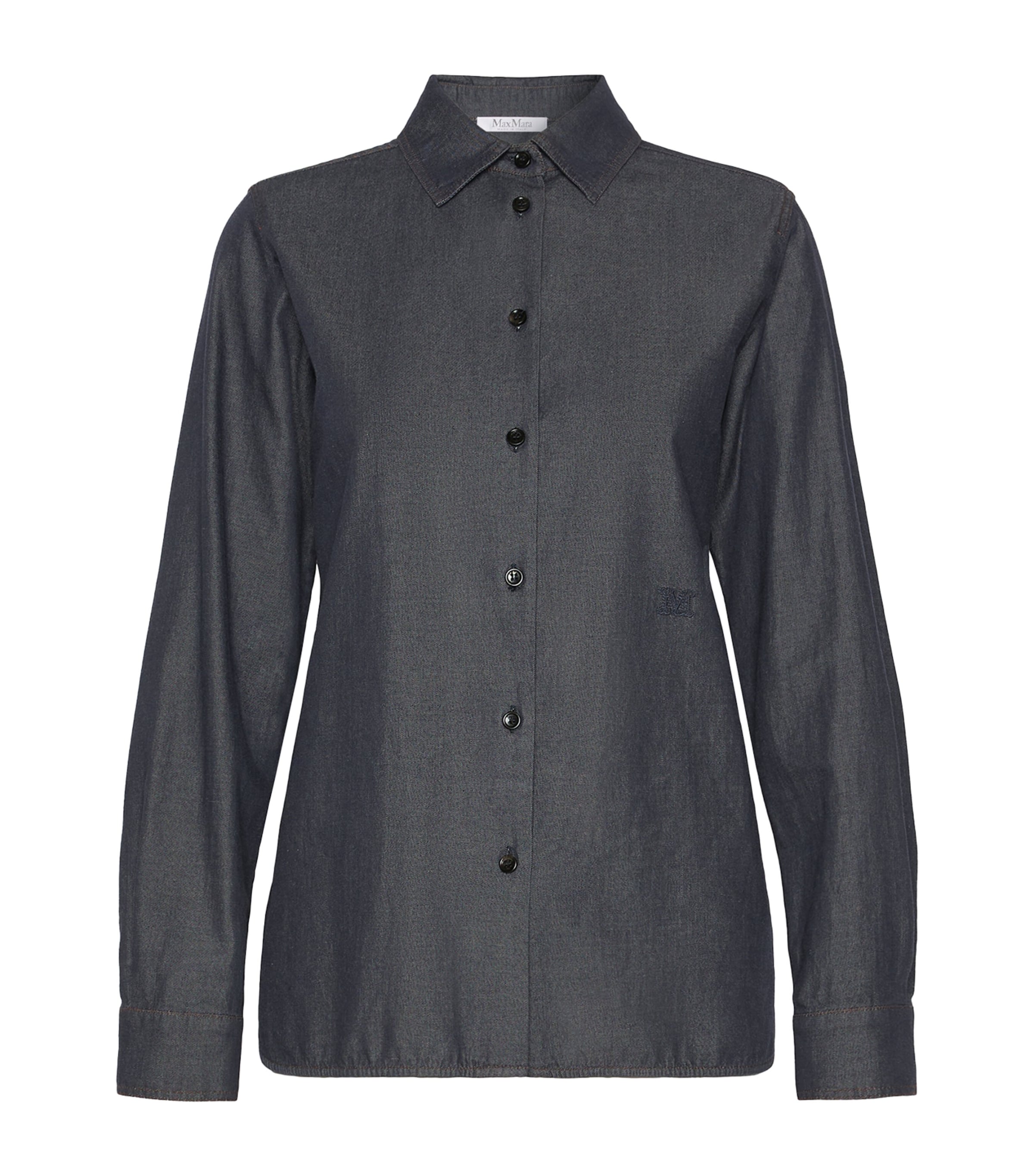 Max Mara Womens Point-Collar Denim Shirt Ultramarine