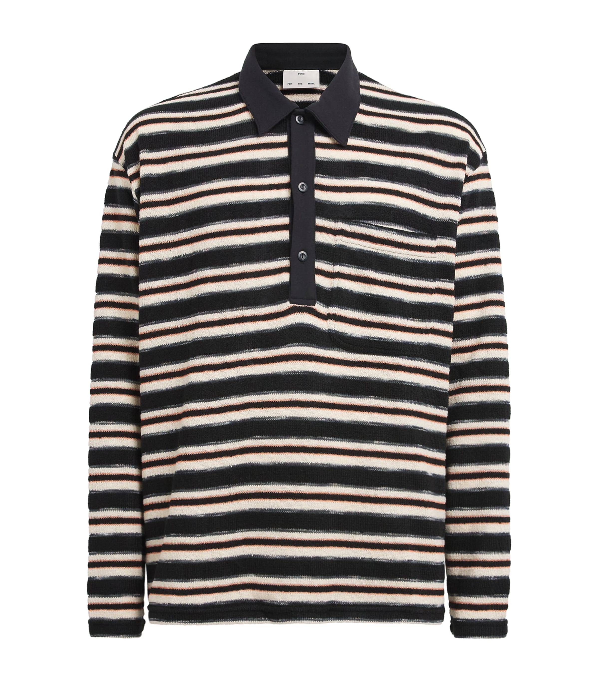 Song For The Mute Mens Stripe Polo Shirt Black