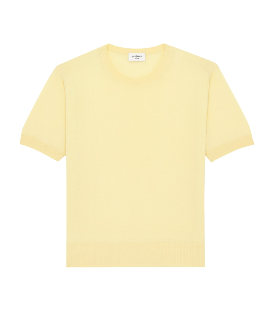 Cashmere-Wool-Silk Short-Sleeve Sweater