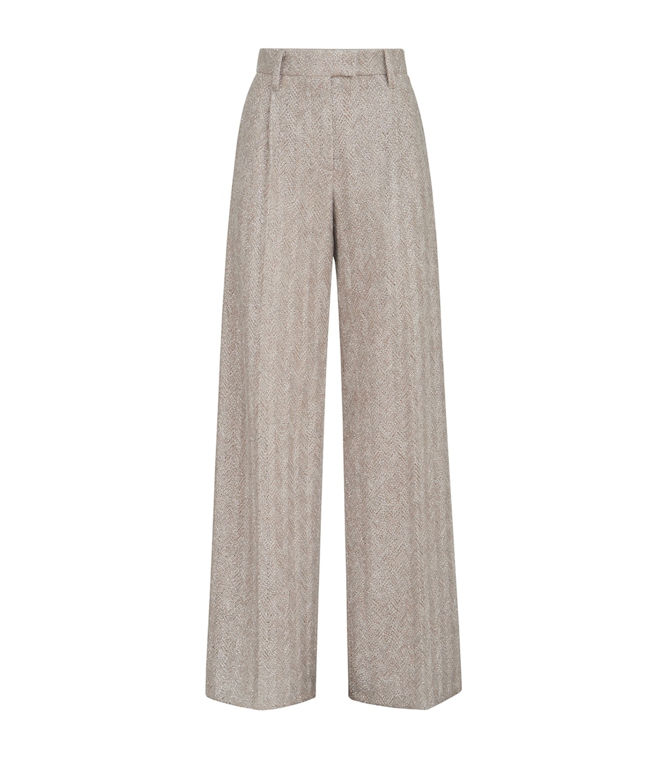 Brunello Cucinelli Womens Sequin-Embroidered Loose Pleated Trousers