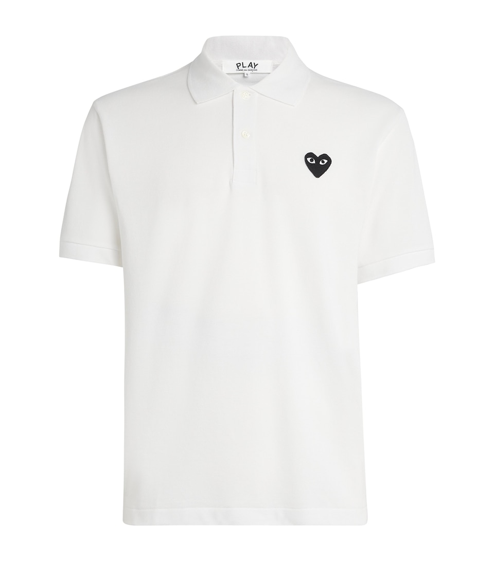 Comme Des Garçons Play Mens Heart Logo Polo Shirt White