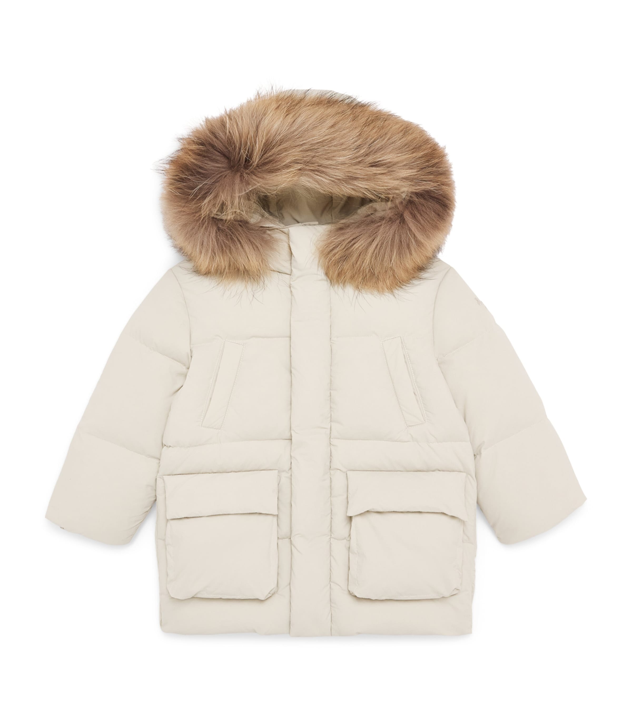 Il Gufo Racoon Fur-Trim Down Puffer Jacket (2-14 Years) Beige
