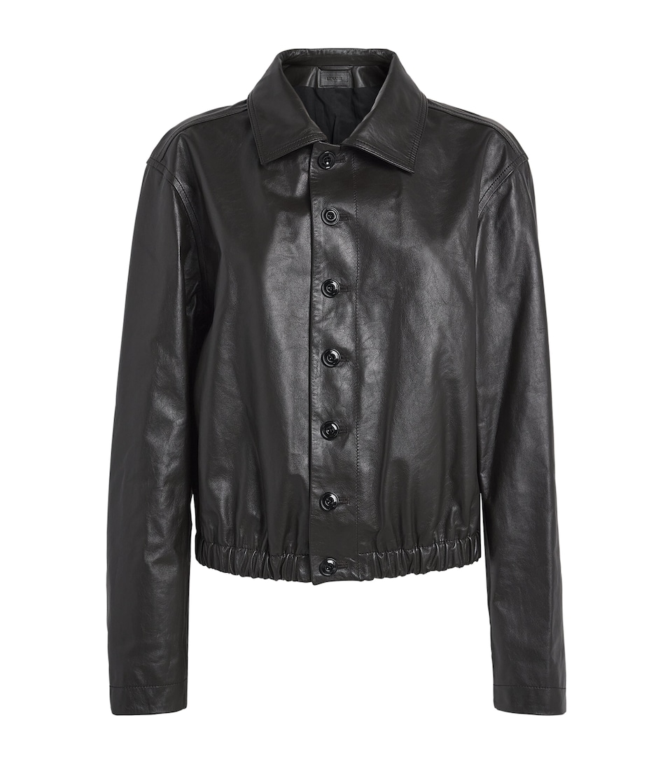 Lemaire Womens Soft Leather Blouson Jacket Dark Espresso