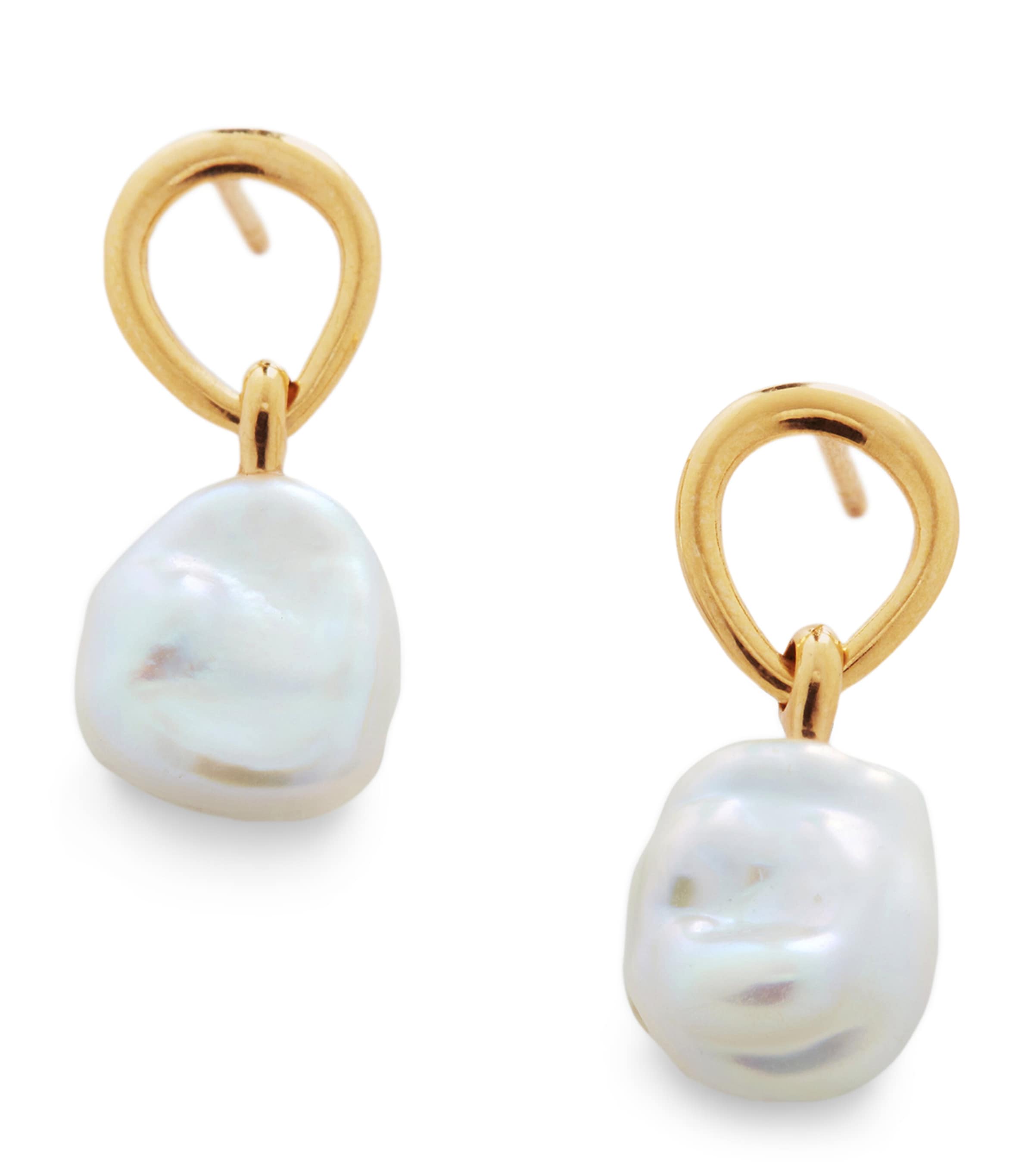 Monica Vinader Gold Vermeil and Keshi Pearl Nura Drop Earrings Gold Vermeil