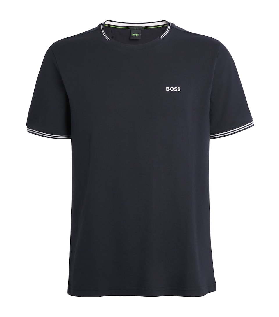 BOSS Mens Stretch-Cotton Logo T-Shirt Dark