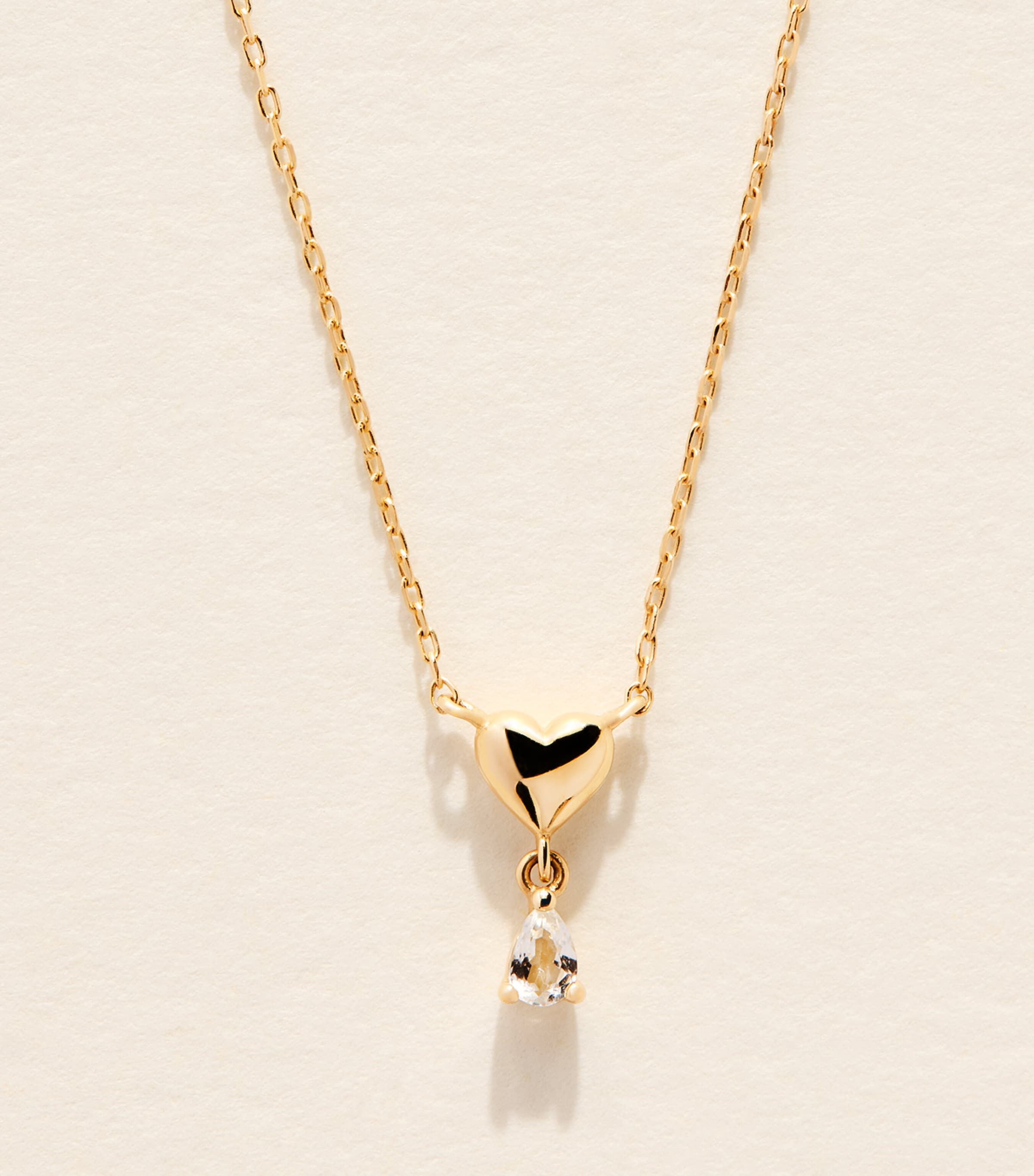 Astrid & Miyu Yellow Gold and Topaz Heart Necklace Gold