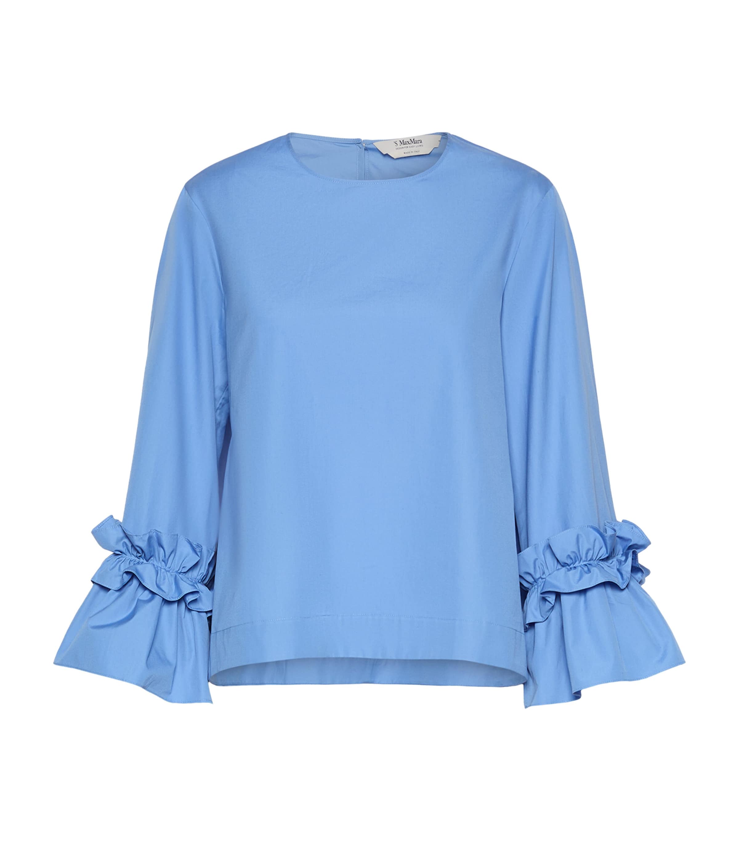 Max Mara Womens Ruffle-Trim Blouse Light Blue