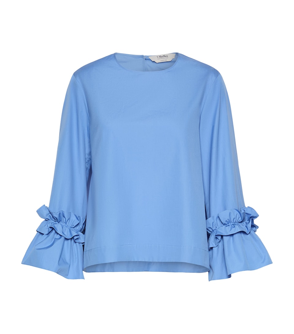 Max Mara Womens Ruffle-Trim Blouse Light Blue