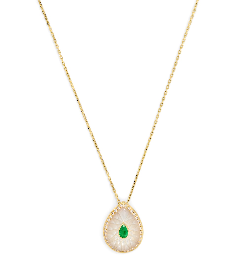 Yellow Gold, Diamond and Emerald Bond Street Necklace