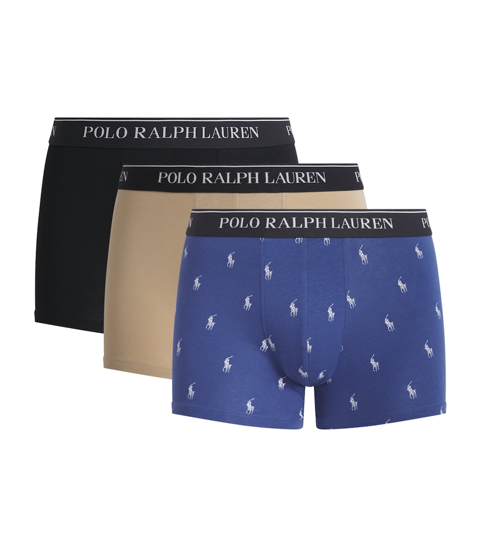 Polo Ralph Lauren Mens Stretch-Cotton Classic Trunks (Pack of 3) Blk/cstl Bge/old