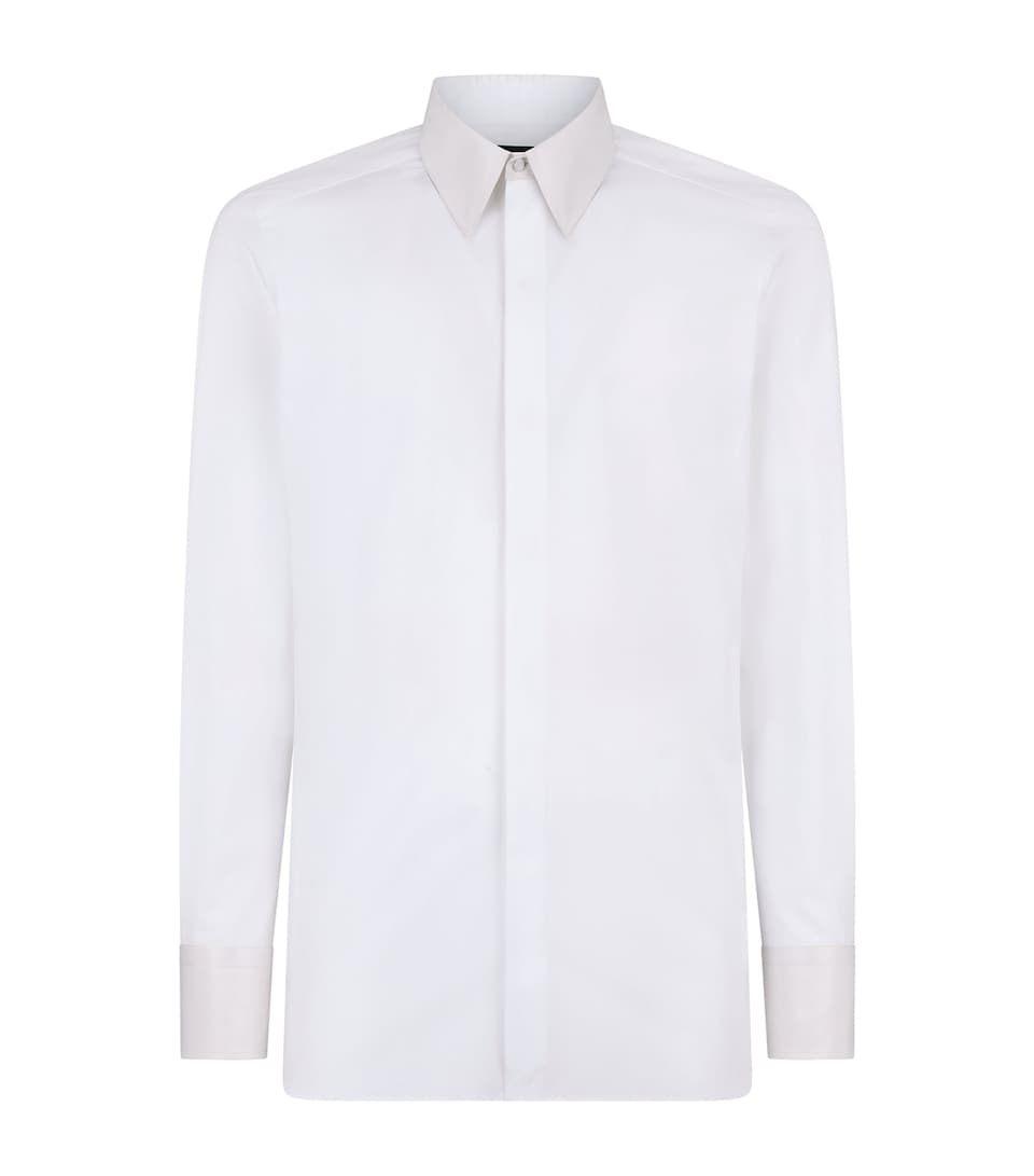 Cotton Grosgrain-Collar Shirt