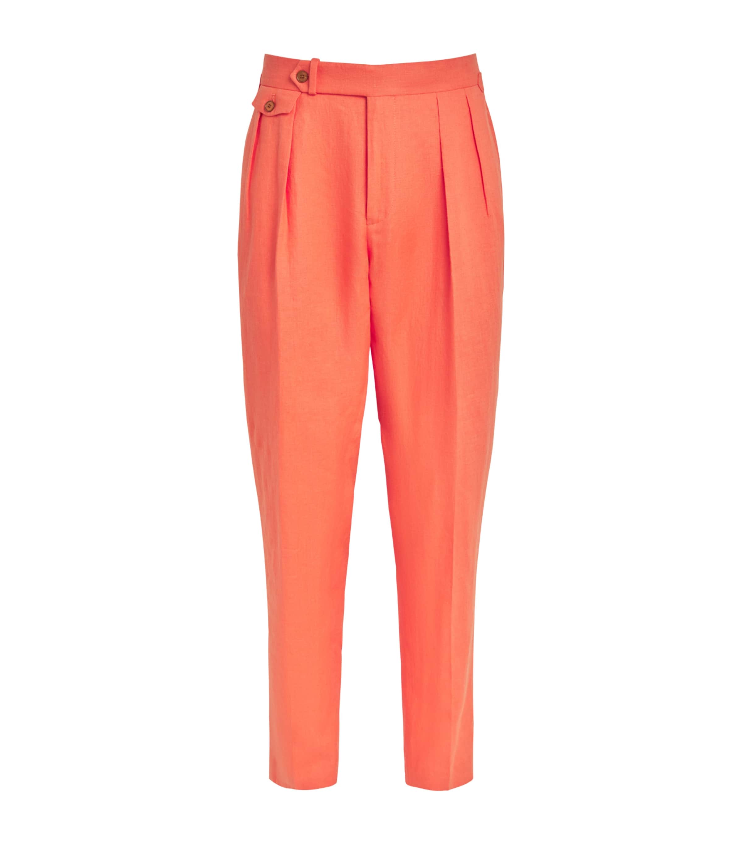 Polo Ralph Lauren Mens Linen Tailored Trousers Spring Melon