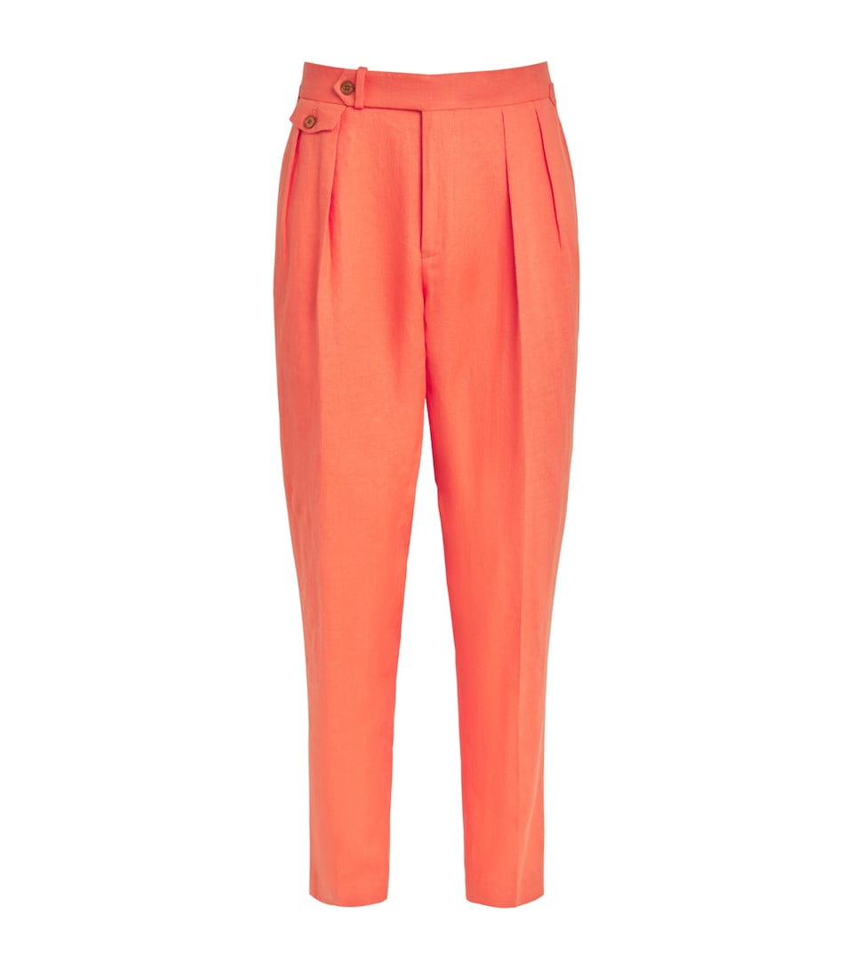 Polo Ralph Lauren Mens Linen Tailored Trousers Spring Melon