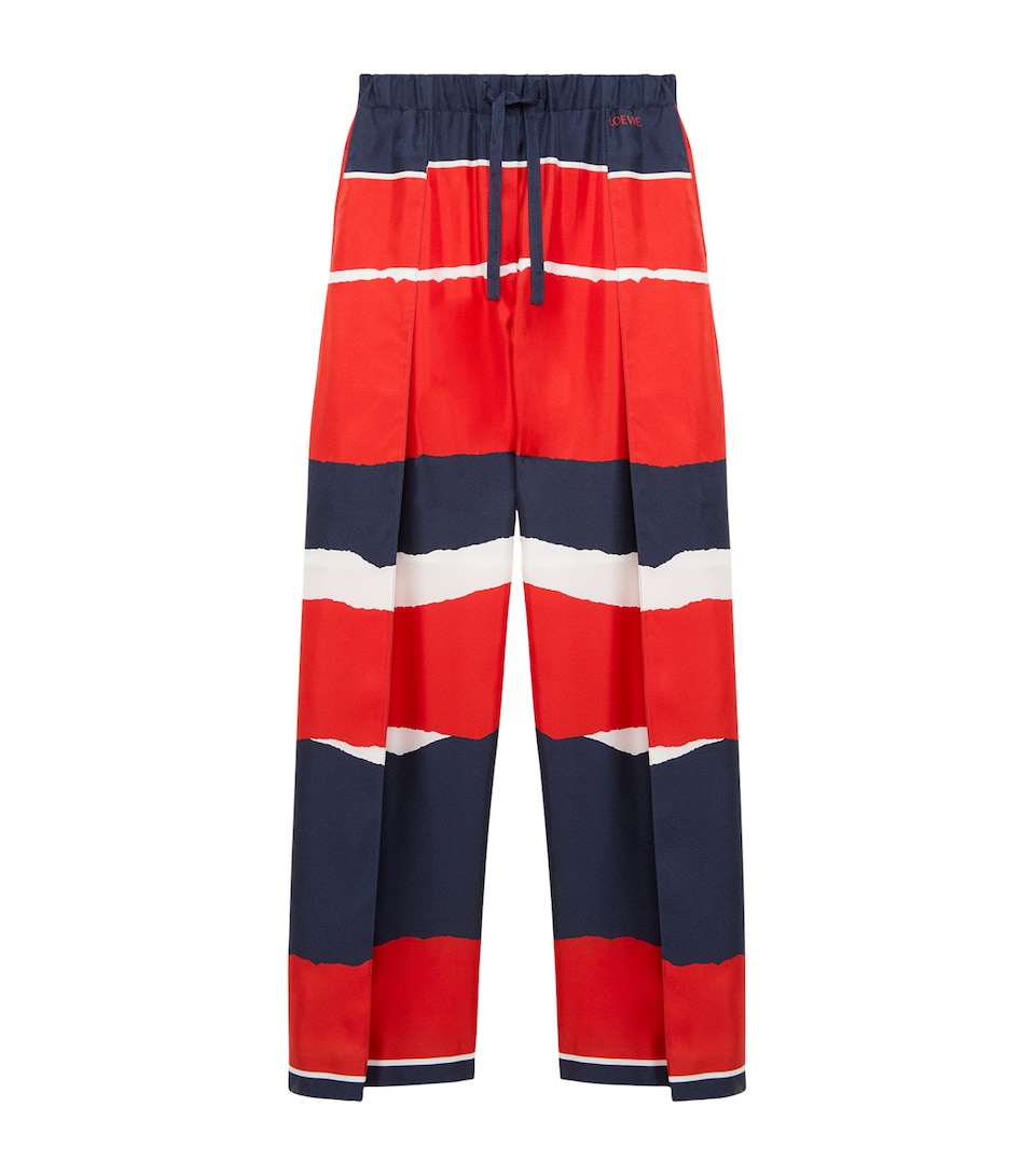 LOEWE Womens Satin Geometric Wide-Leg Trousers Red/multicolour