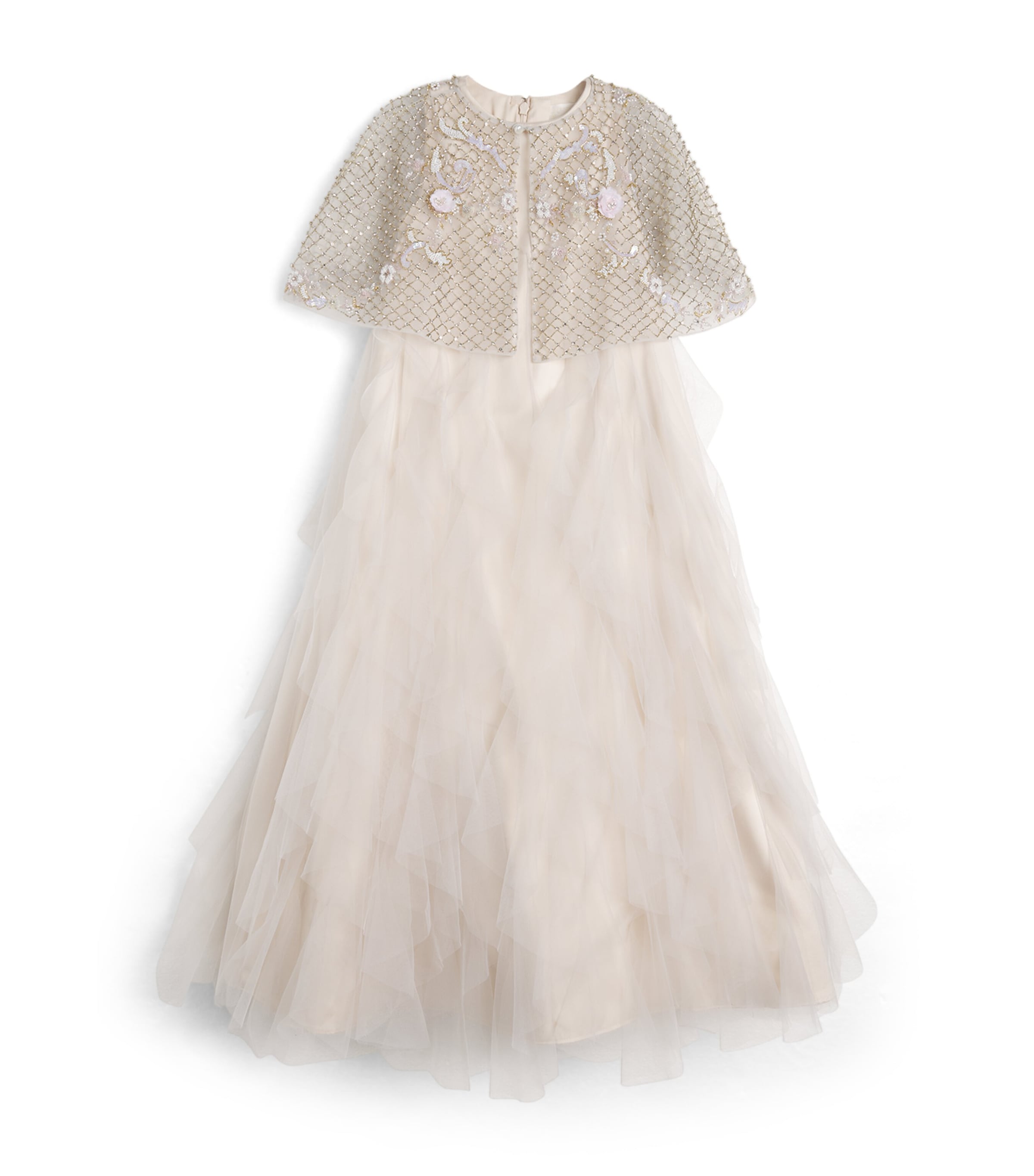 MAISON AVA Tulle Caped Dress (6-14 Years) Ivory