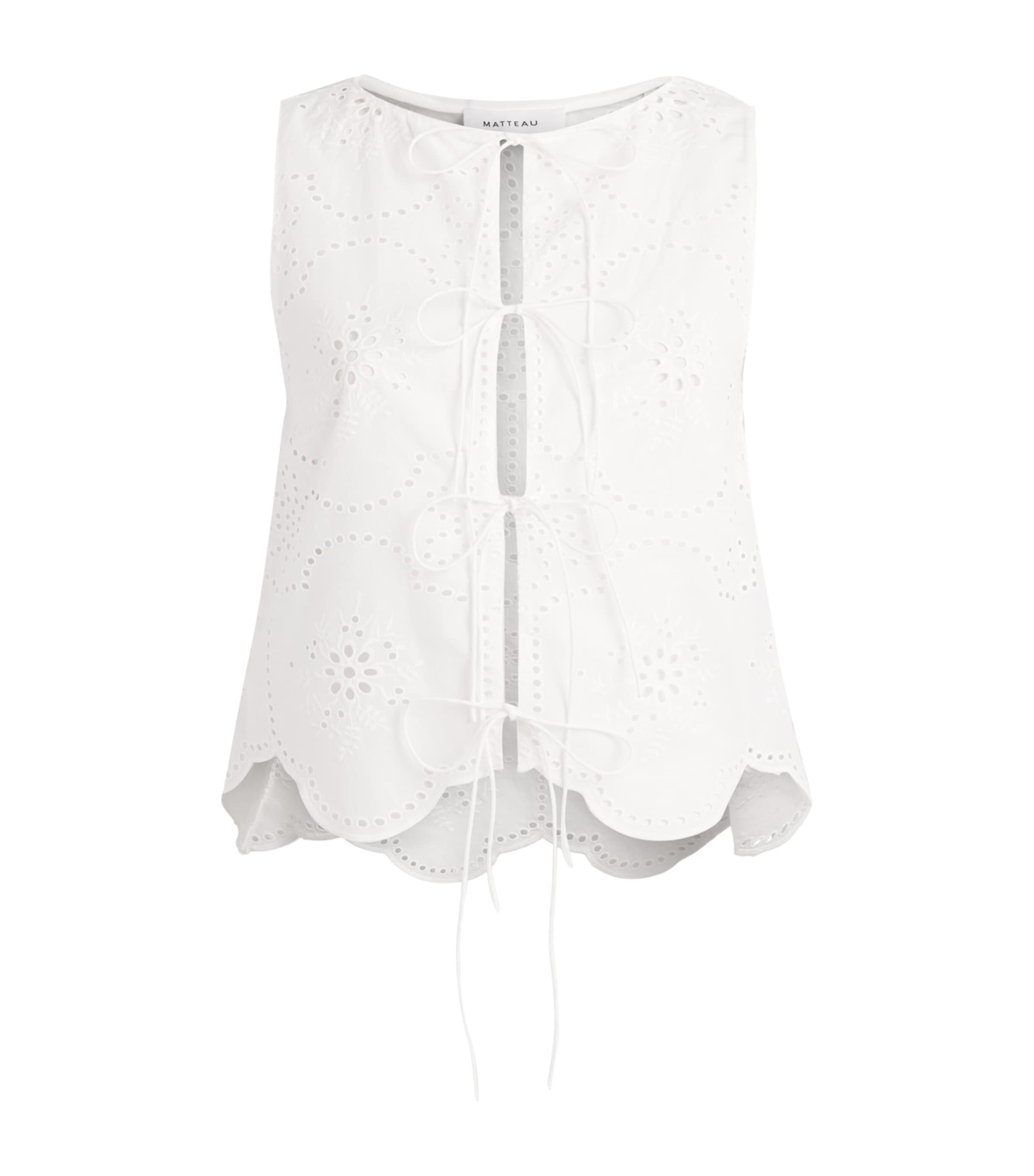 Matteau Womens Broderie Anglais Sleeveless Blouse Whitewhi