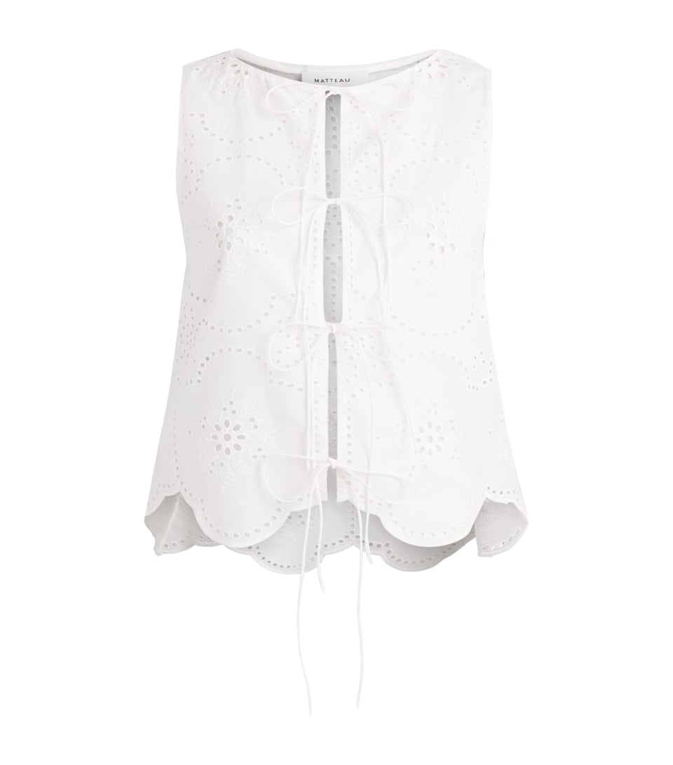Matteau Womens Broderie Anglais Sleeveless Blouse Whitewhi