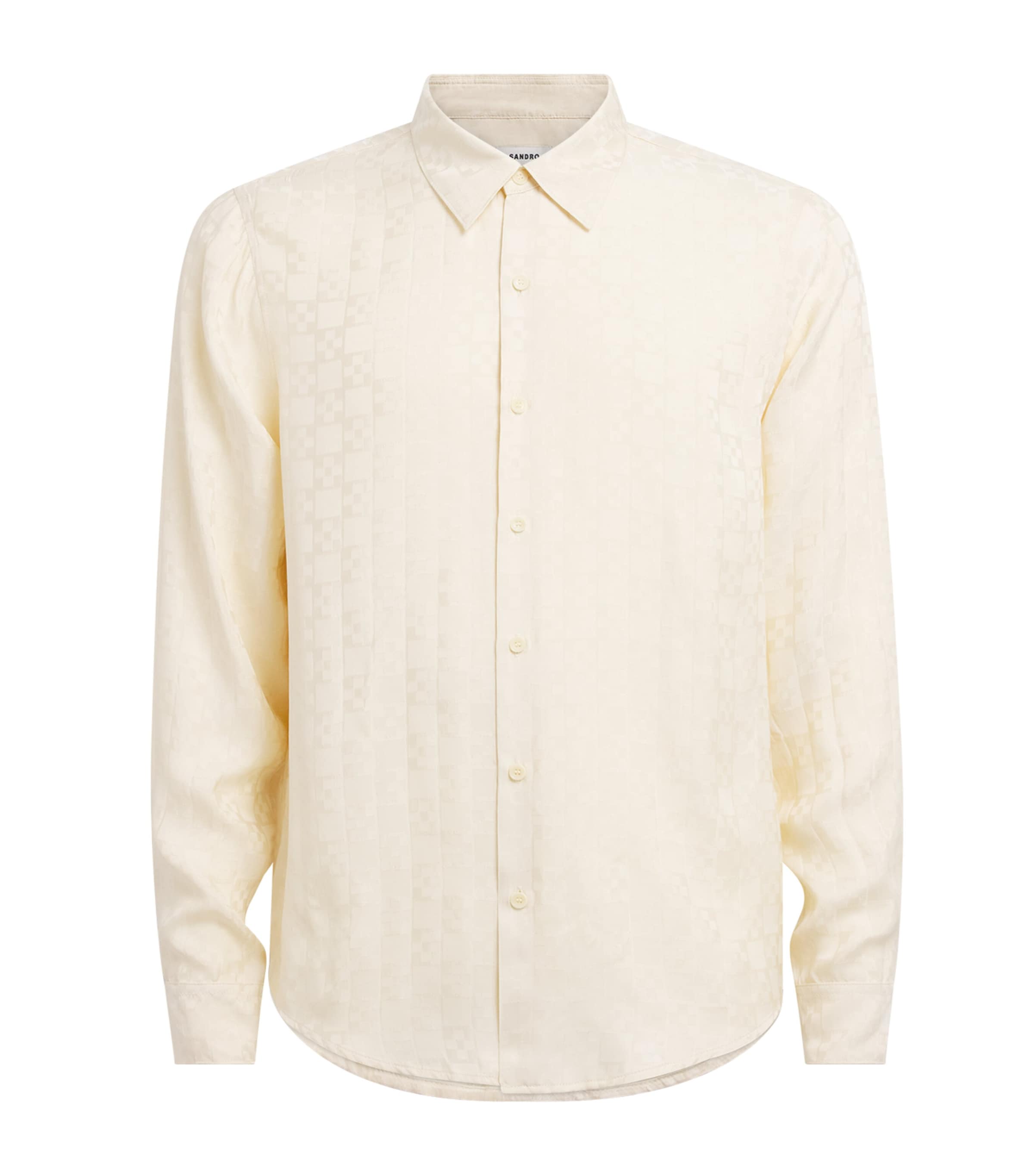 Sandro Paris Mens Jacquard Square Cross Shirt White