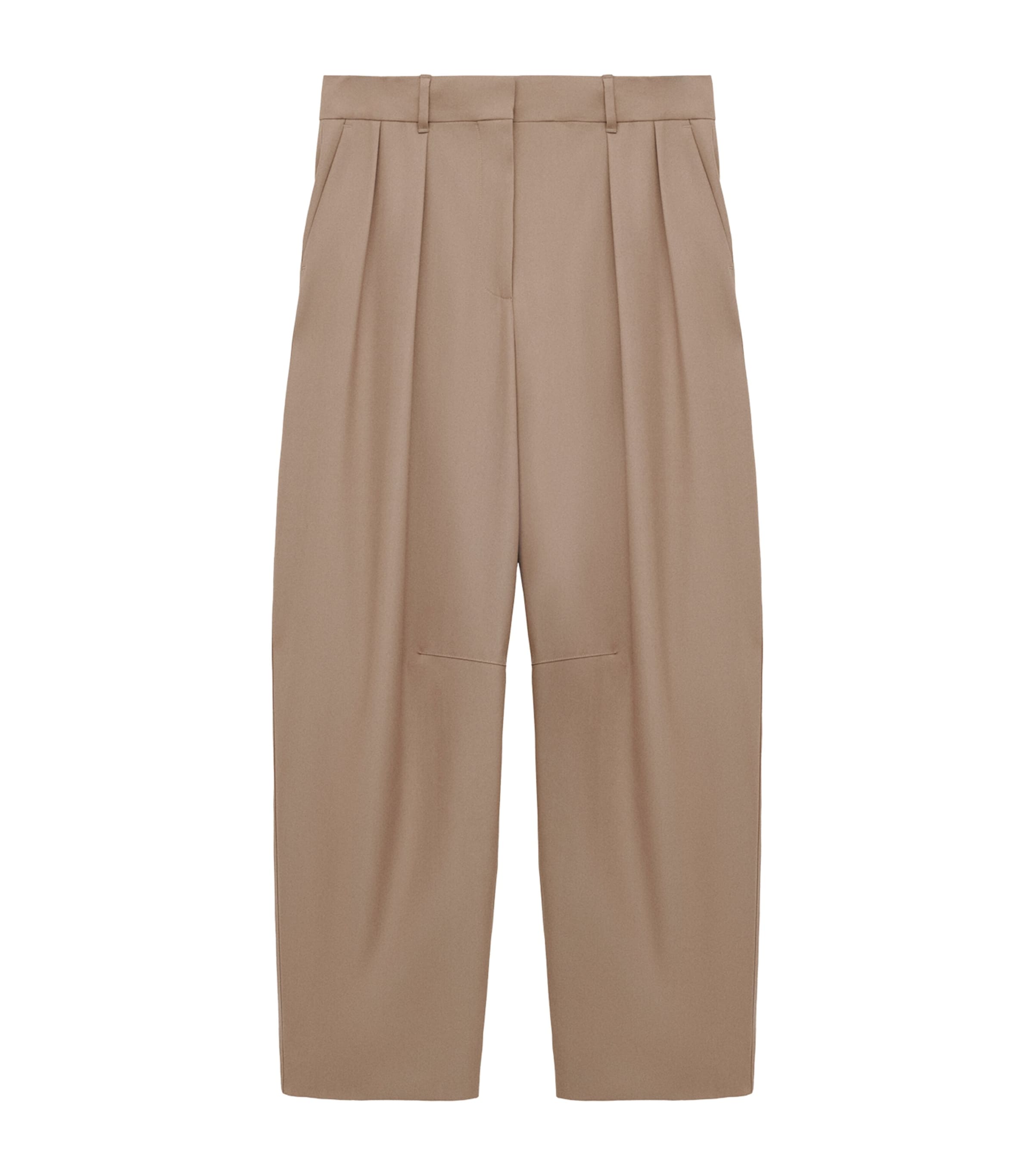 Wool-Blend Barrel Double-Pleated Trouser