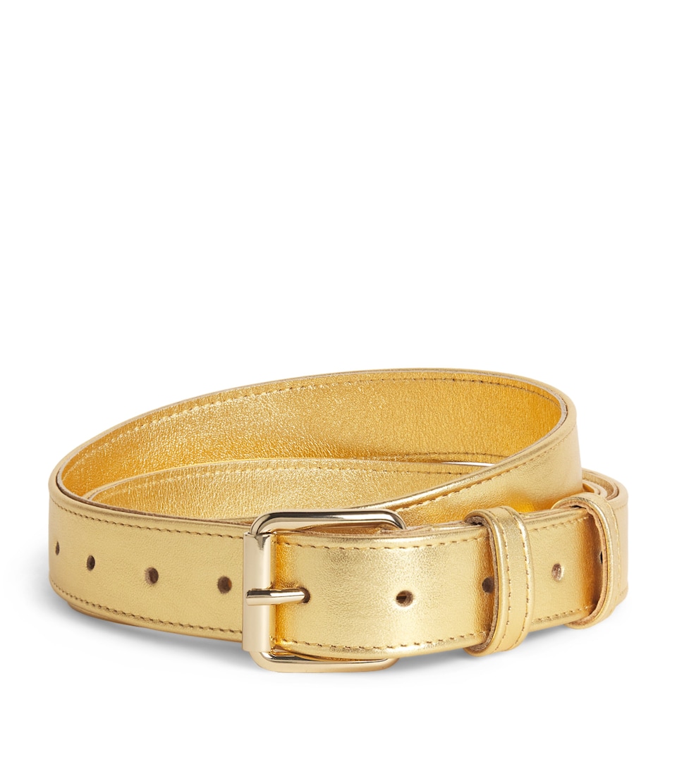 Metallic Leather Buckle Belt