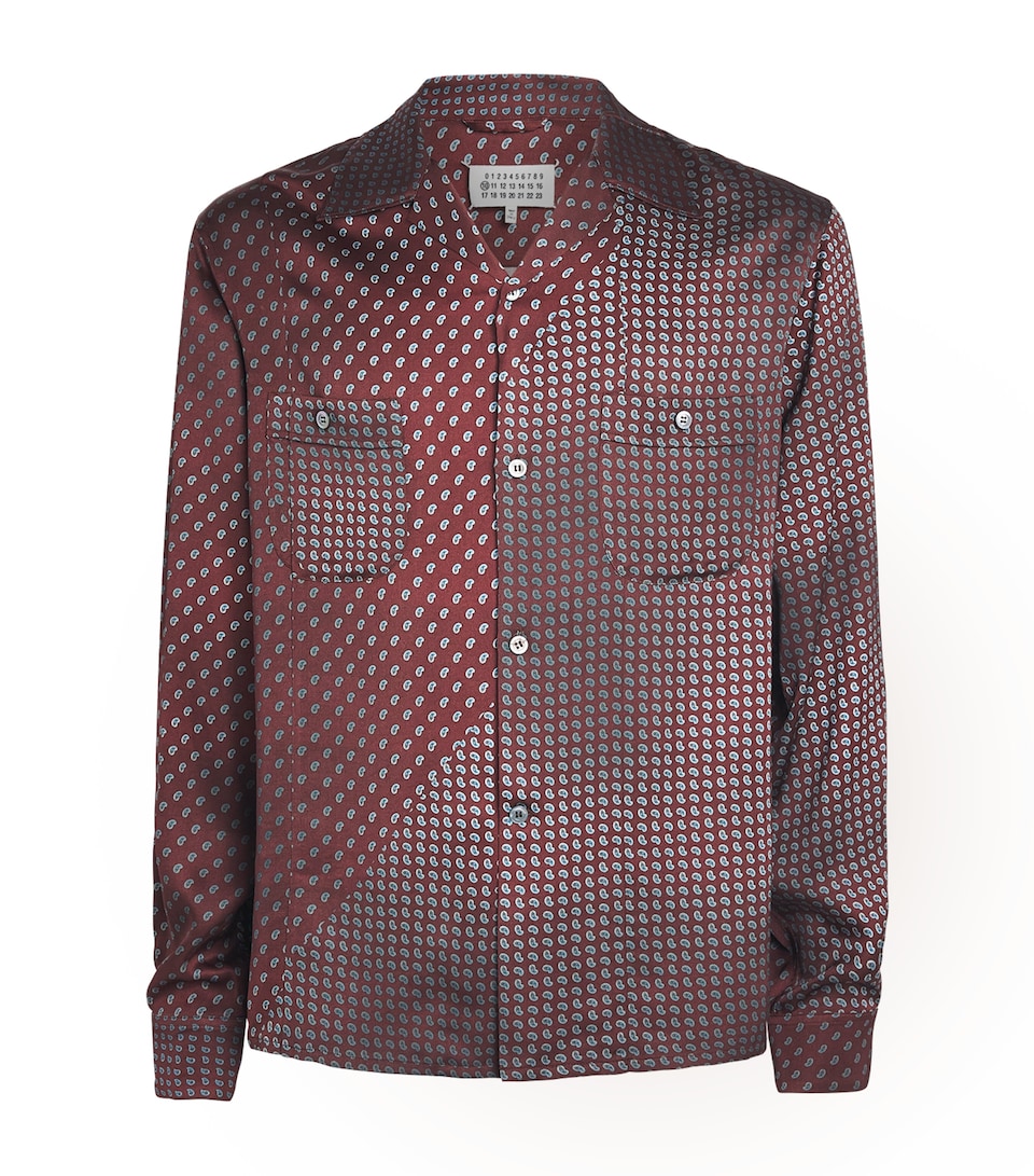 Maison Margiela Mens Satin Paisley Shirt Bordeaux