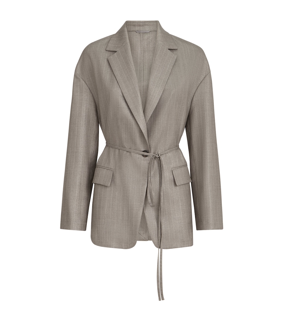 Brunello Cucinelli Womens Virgin Wool-Blend Pinstripe Monili Blazer