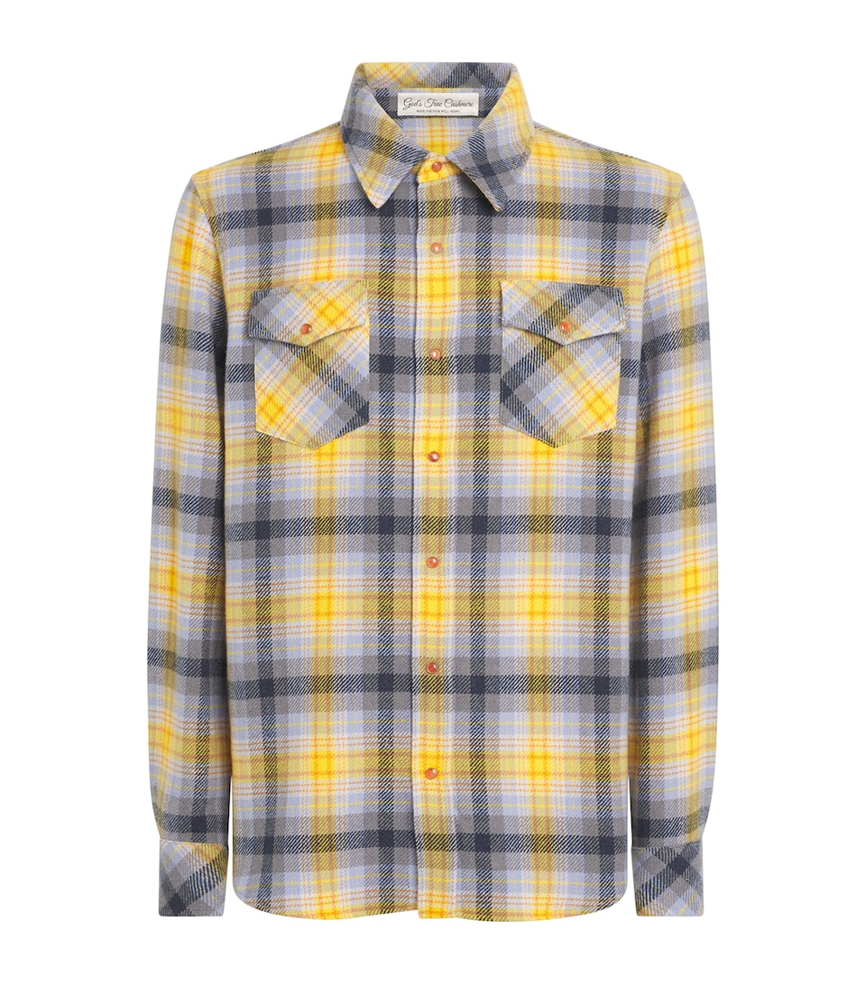 God's True Cashmere Mens Cashmere Check Alchemy Shirt Carnelian