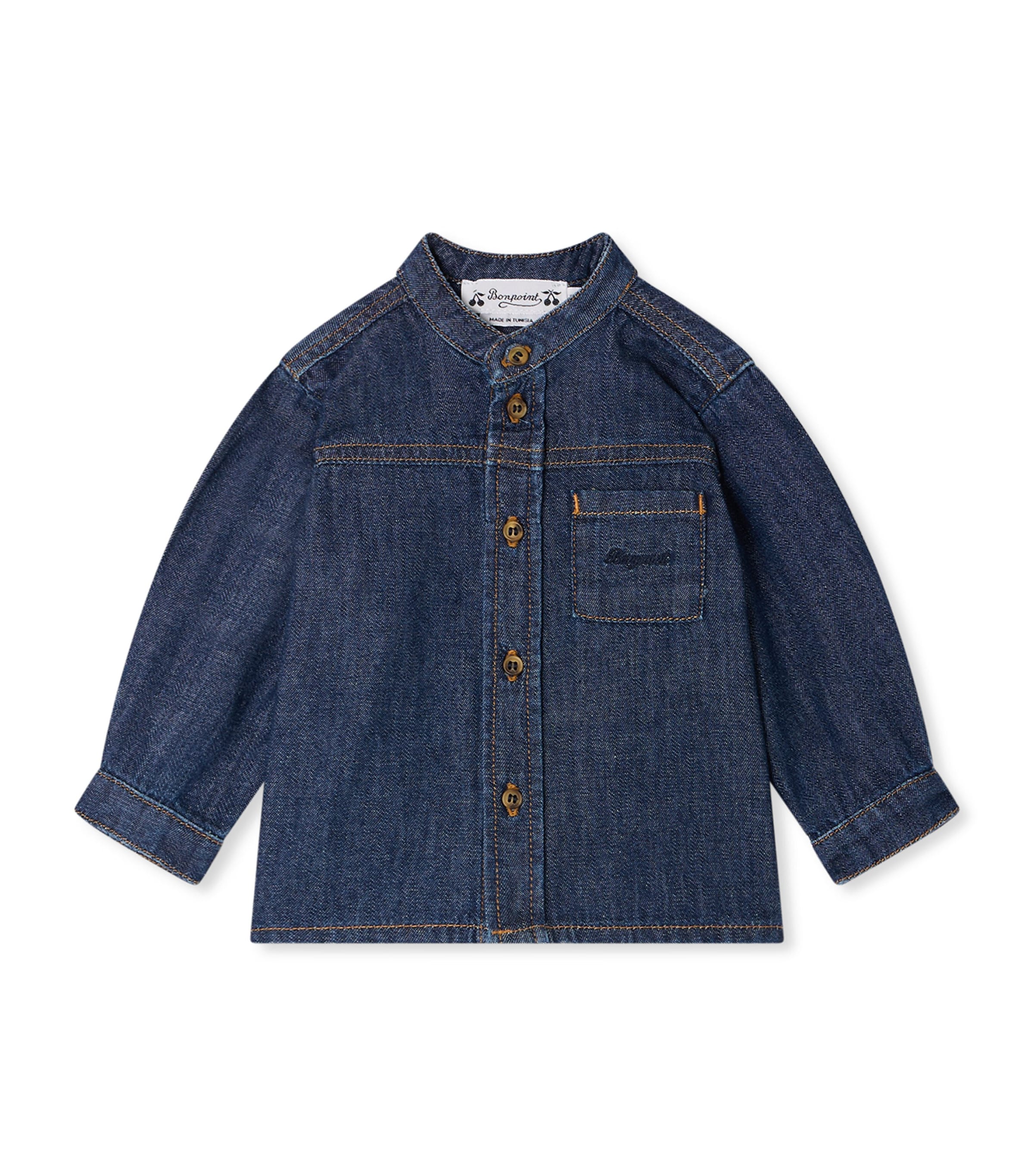 Bonpoint Cotton Denim Shirt (6-18 Months) Jean Fonce