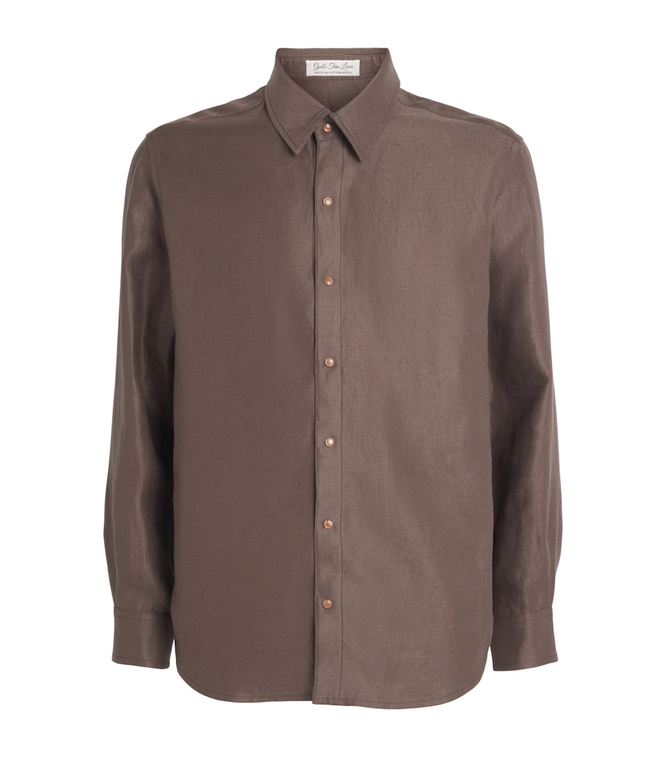 GOD'S TRUE CASHMERE Mens Linen Cocoa Shirt Orange Sunstone