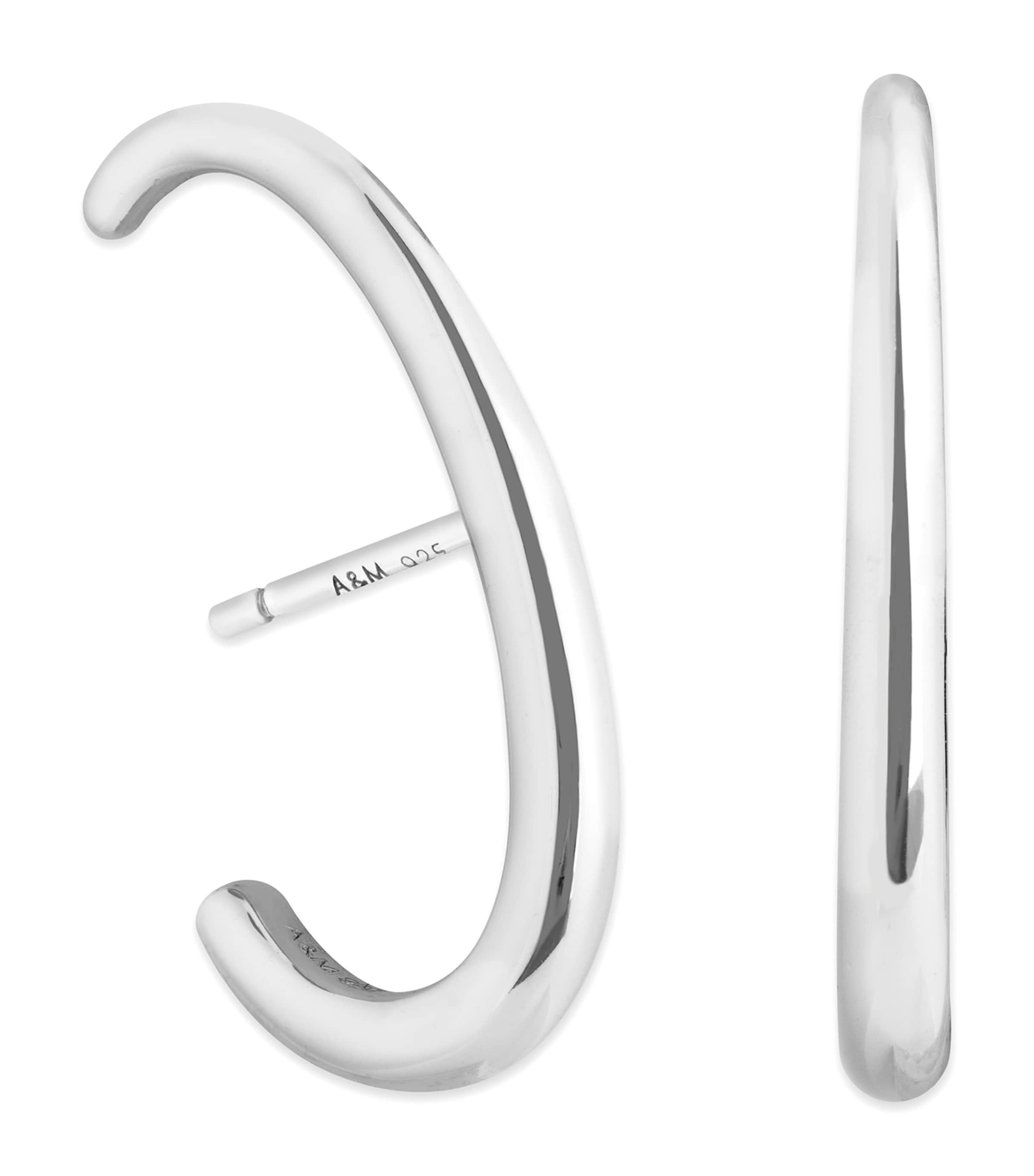 Rhodium-Plated Silver Orbit Dome Stud Earrings