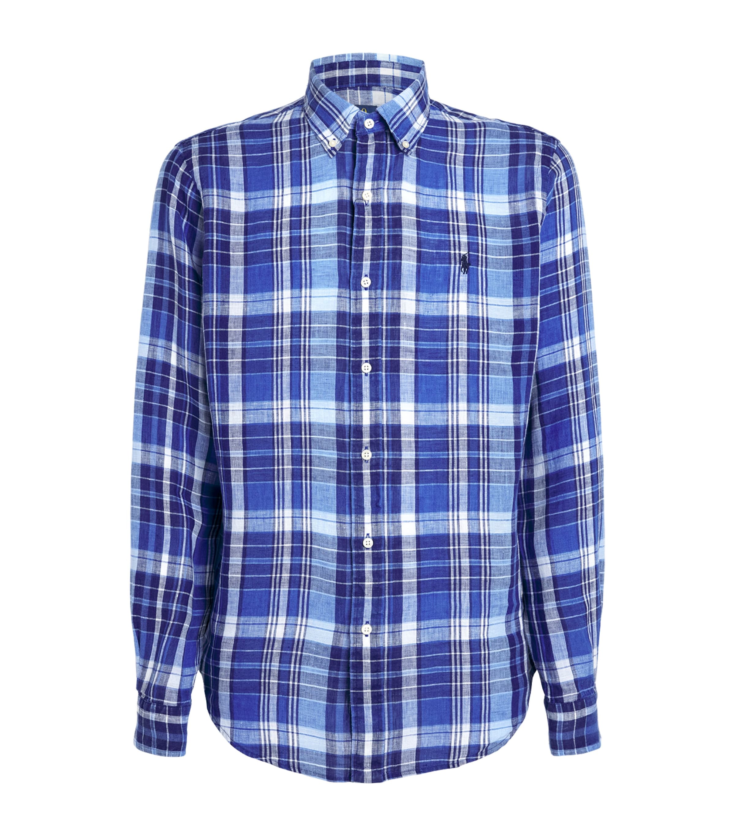 Polo Ralph Lauren Mens Linen Check Shirt Blue Multi