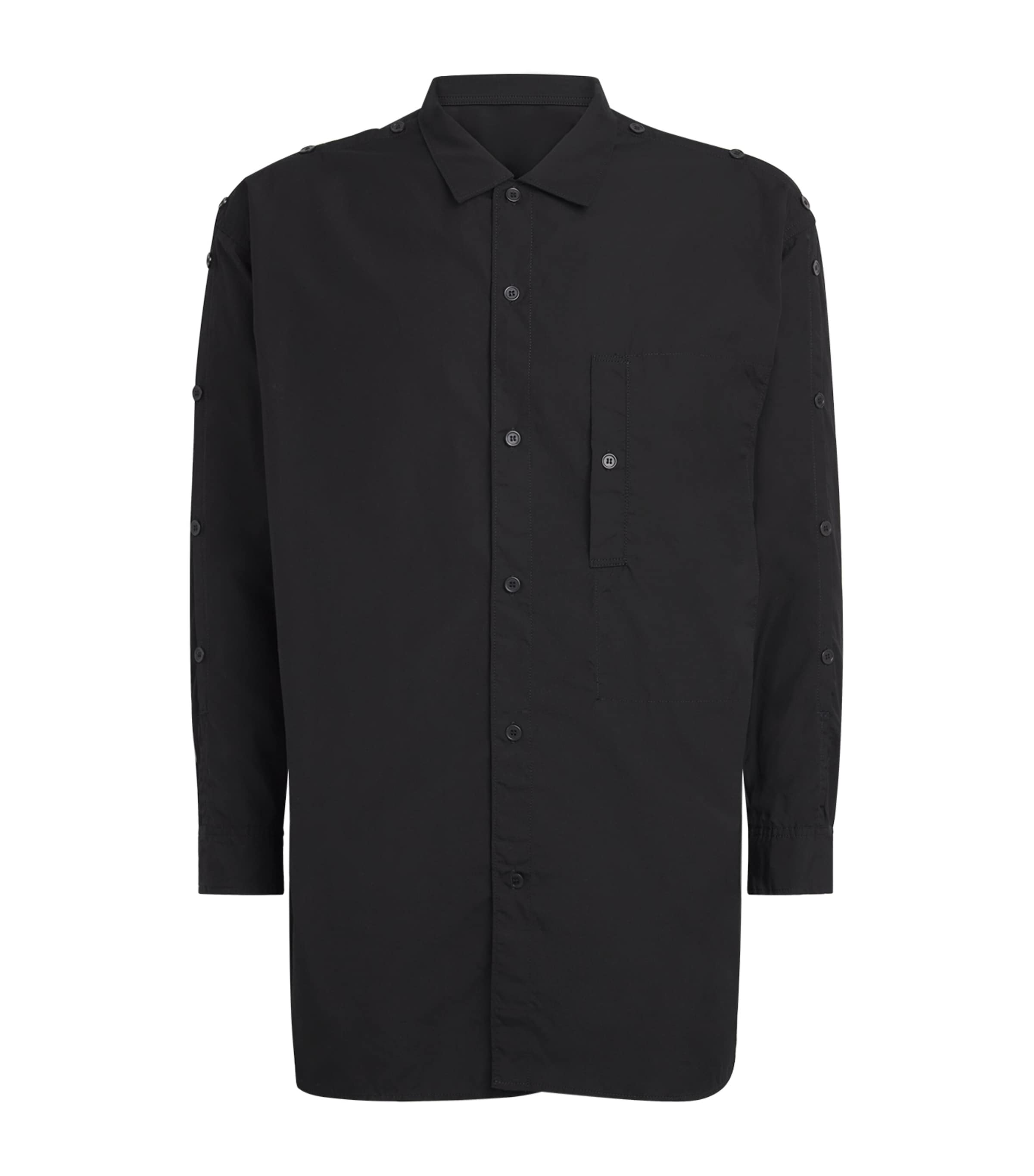 Yohji Yamamoto Mens Cotton Buttoned-Shoulder Shirt Black