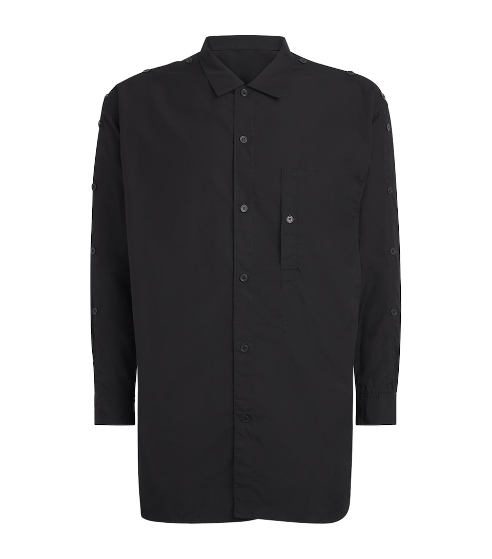 Yohji Yamamoto Mens Cotton Buttoned-Shoulder Shirt Black