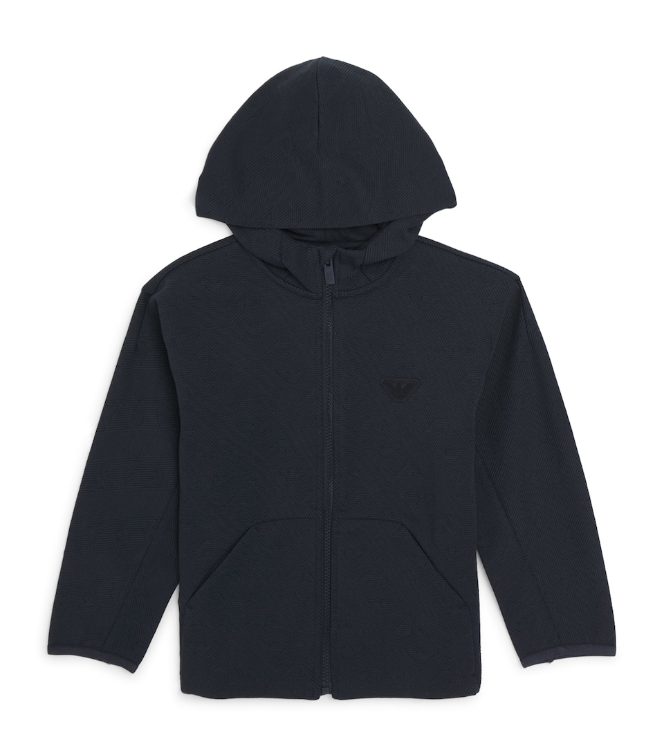 Emporio Armani Kids Jersey Jacquard Hoodie (4-16 Years) Iconico Blu Nav