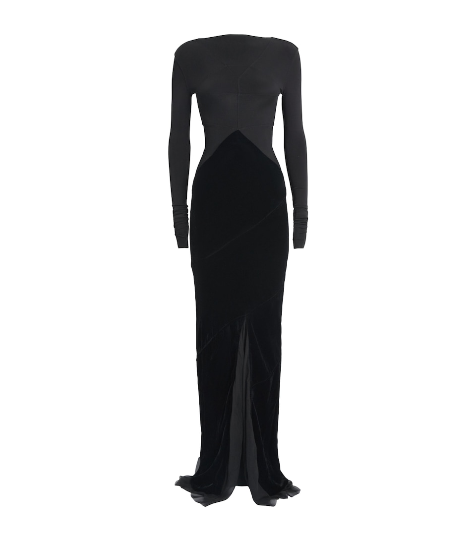 Rick Owens Womens Contrast Abito Gown Black