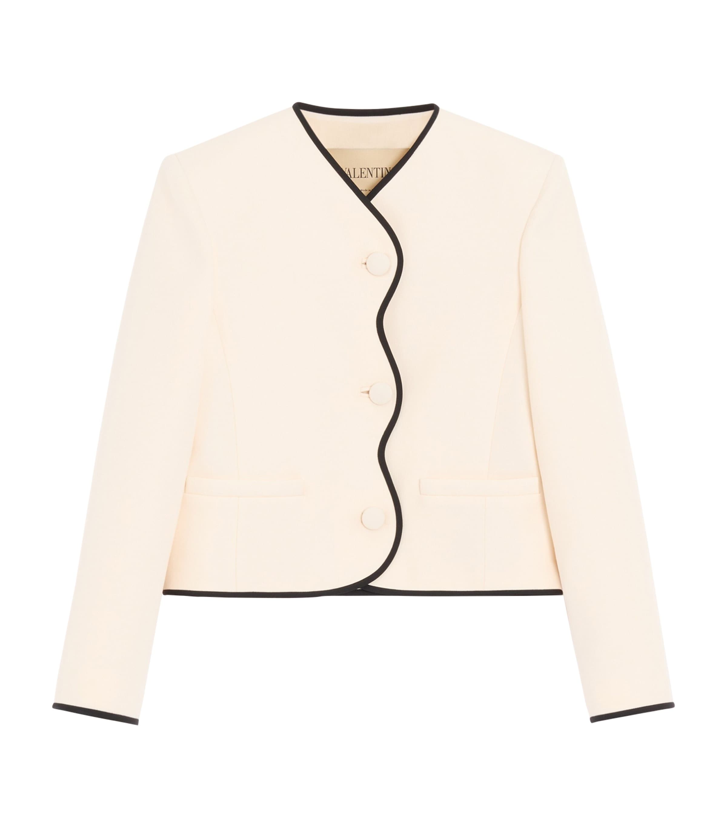 Valentino Womens Wool-Silk Crepe Jacket