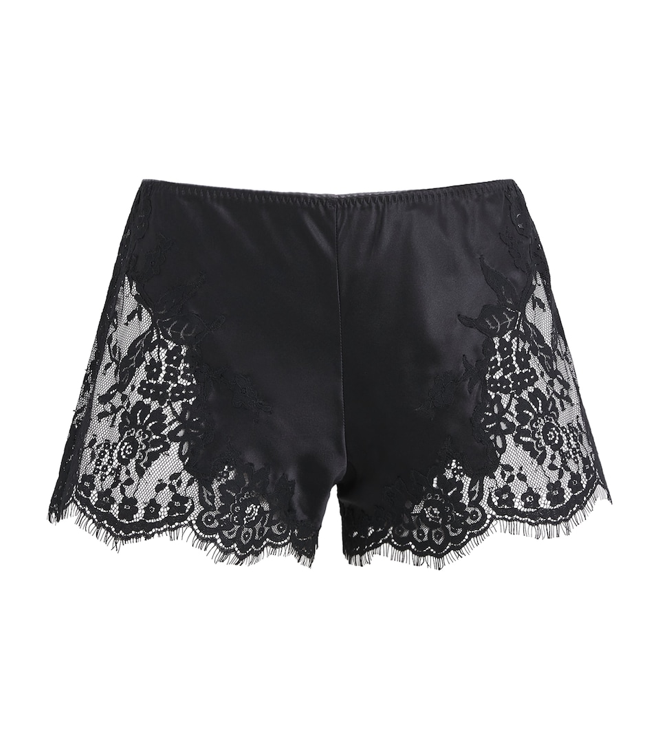 Marjolaine Womens Silk Floral Tess Shorts Noir