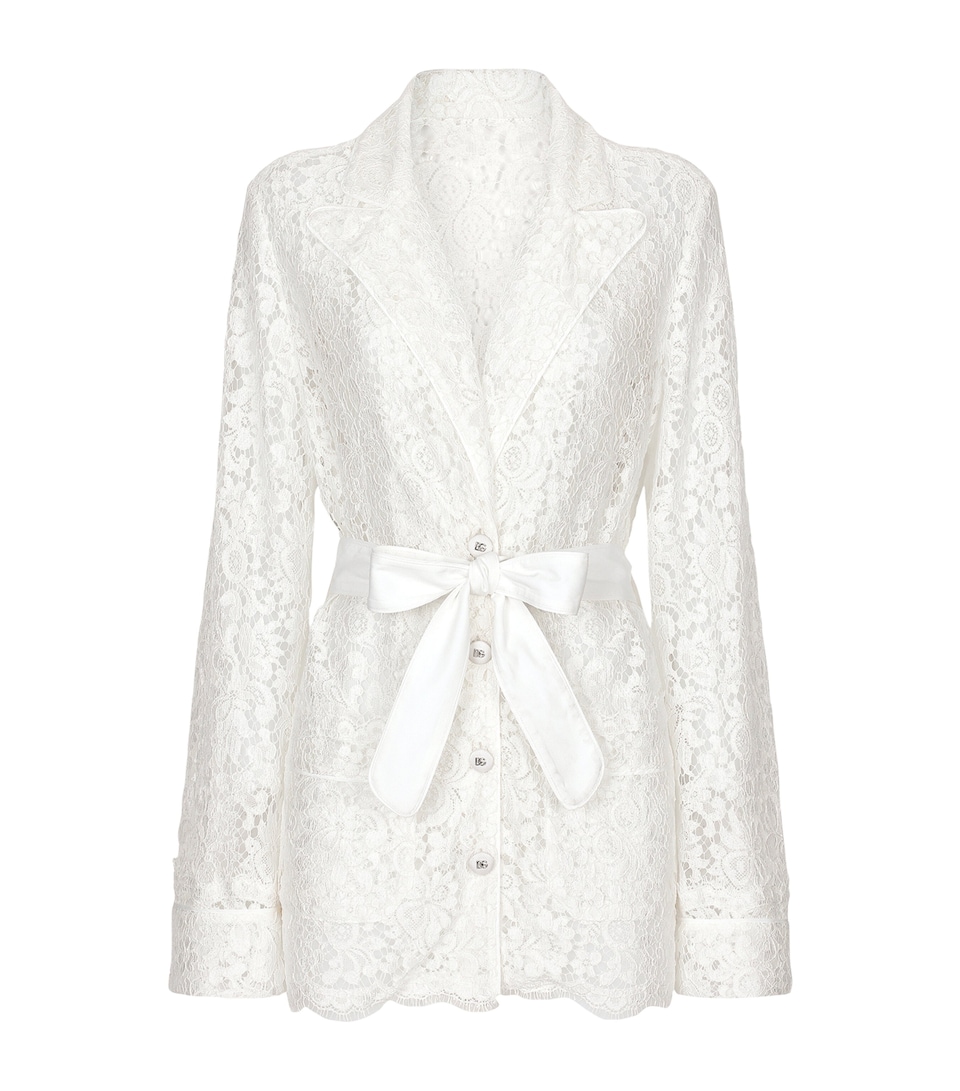 Dolce&Gabbana Womens Lace Single-Breasted Blazer White