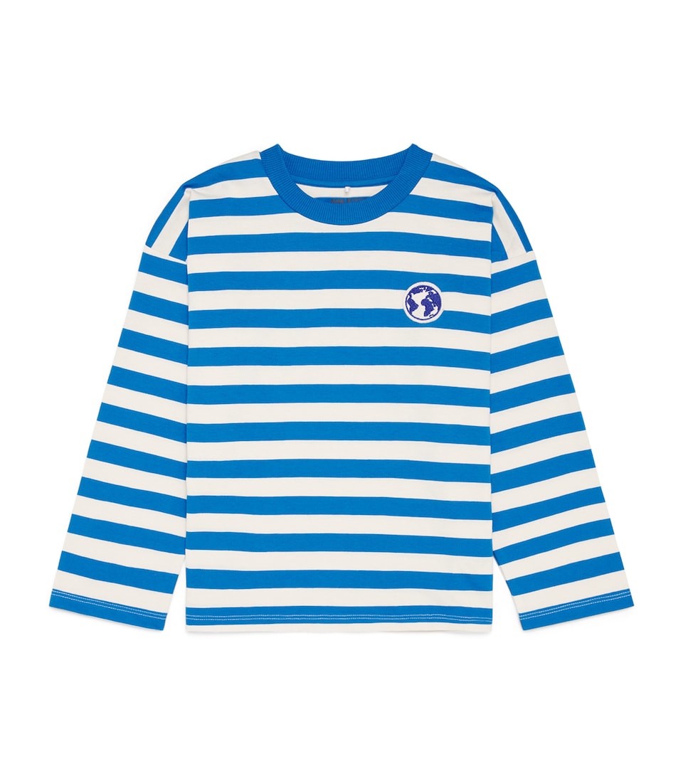 Mini Rodini Organic Cotton Stripe Earth T-Shirt (3-11 Years) Blue