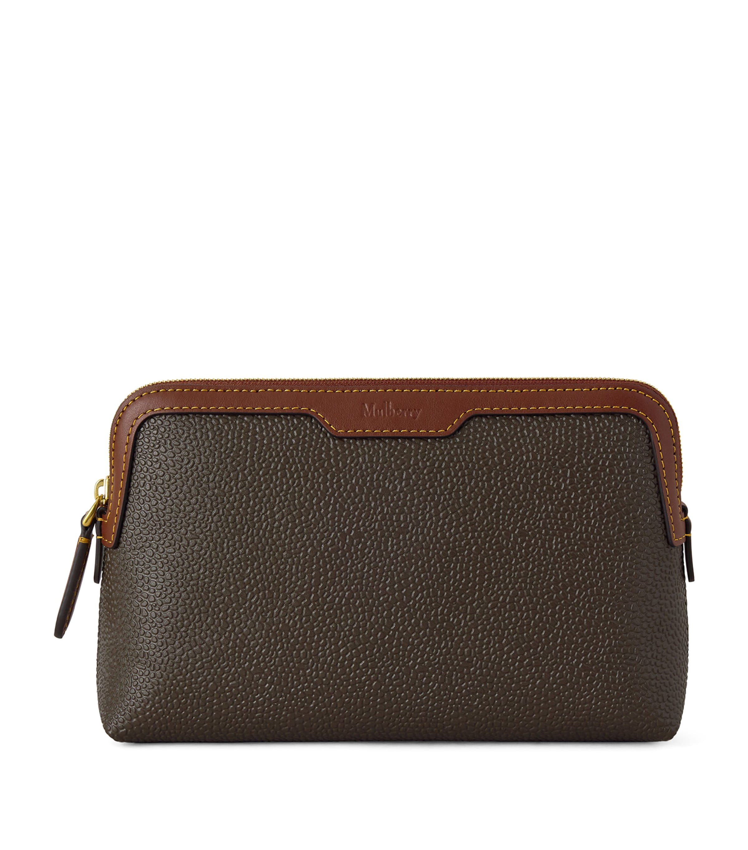 Mulberry Small Scotchgrain Cosmetic Pouch Mole Cognac